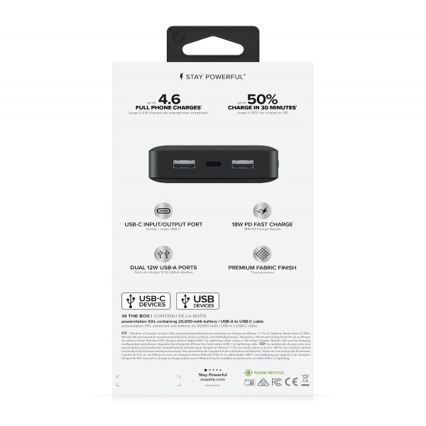 840056127609 - Pin sạc dự phòng Mophie 20.000 mAh Type-C PD Powerstation - 6