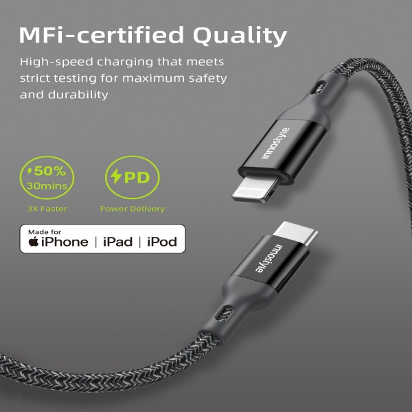 ICL150ALBLU - Cáp Type C to Lightning Innostyle Powerflex MFi 1.5M 20 30 60W - 8