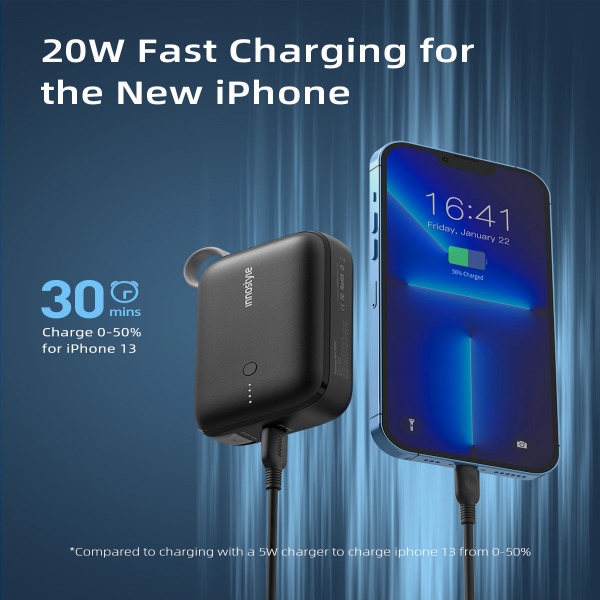 IP22PDBLK - Pin sạc dự phòng Innostyle 10.000 mAh 22.5W Powergo mini tích hợp cáp USB-C - 2