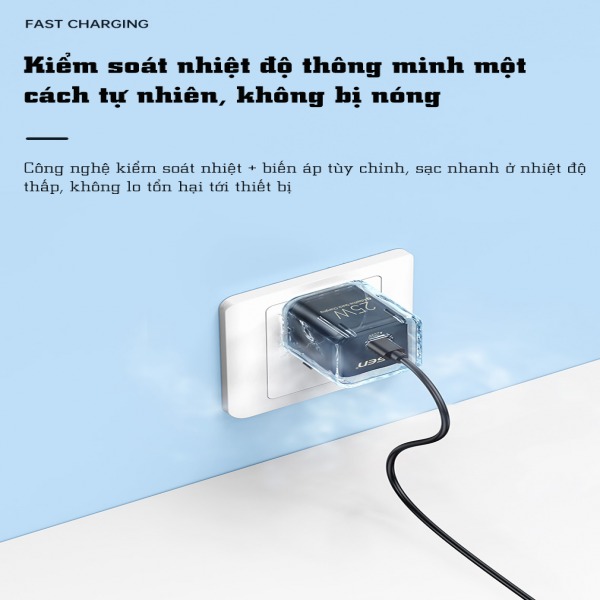 FYDKLN06 - Cốc sạc Pisen 25W Type-C PD Mini Quick Ice Crystal - 3