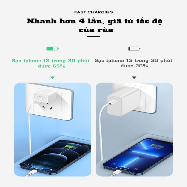 FYDKLN06 - Cốc sạc Pisen 25W Type-C PD Mini Quick Ice Crystal - 4