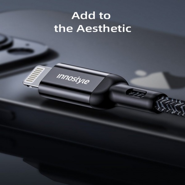 IAL150ALBLK - Cáp USB-A to Lightning Innostyle Powerflex MFi 1.5M 12W - 2
