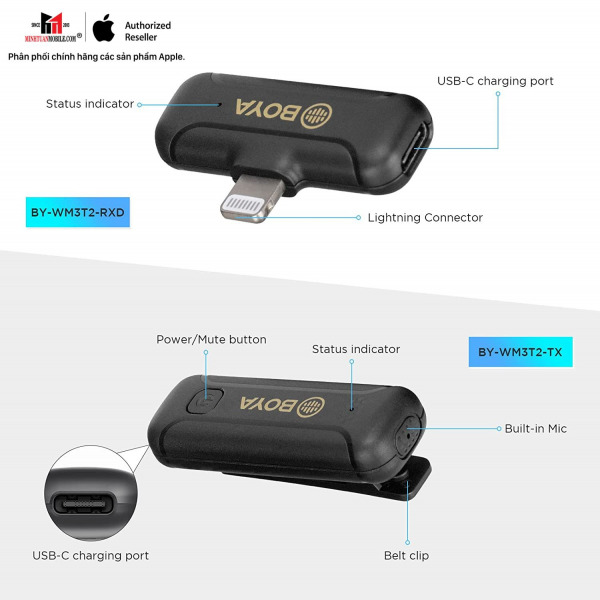 WM3T2-D2 - Micro không dây Boya kết nối qua cổng Lightning - 4