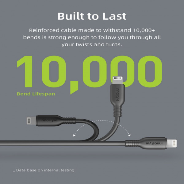 JIAL150LBL - Cáp USB-A to Lightning Innostyle Jazzy MFi 1.5M JIAL150 - 2