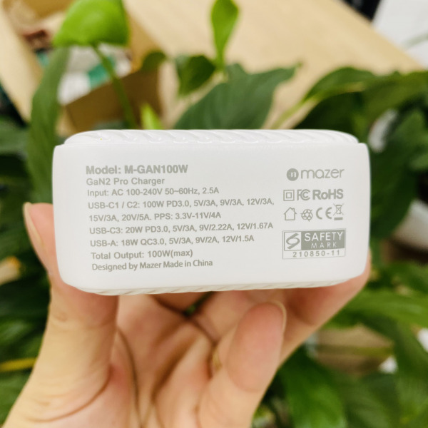 MGAN100WWH - Cốc sạc nhanh Mazer 100W Infinite Boost SuperMINI GaN Wall Charger - 9