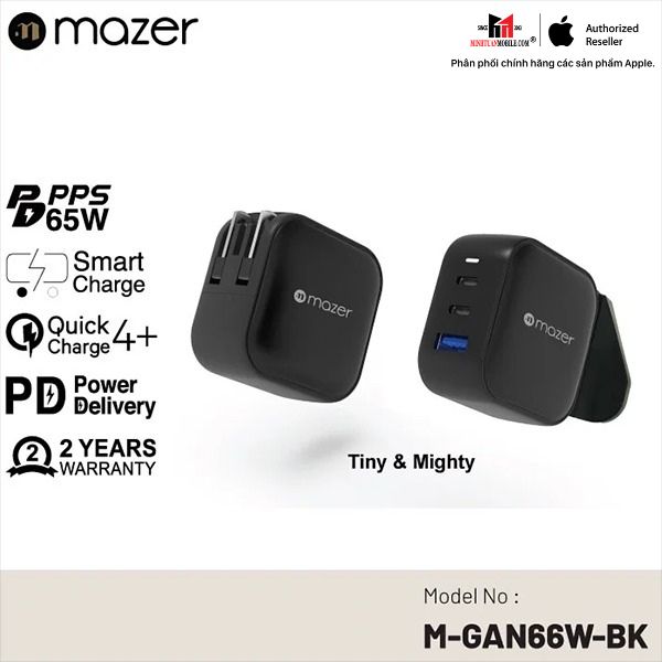 MGAN66WBK - Cốc sạc nhanh Mazer 66W Infinite Boost SuperMINI GaN - 2