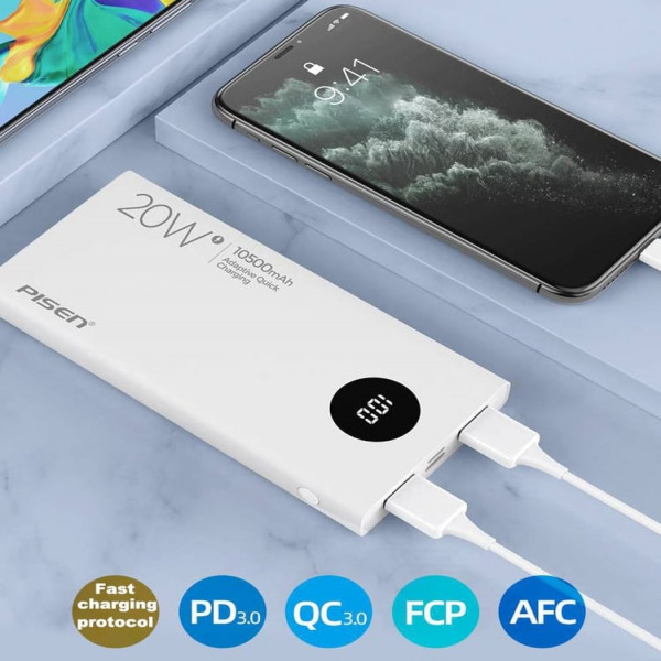 TSD306WT - Pin sạc dự phòng Pisen 10.500 mAh 20W QUICK PowerU LED Ultra - 4
