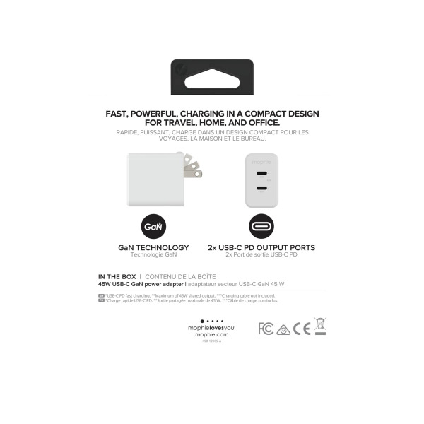 409909356 - Cốc sạc nhanh Mophie 45W 2 cổng Type-C GaN - 6