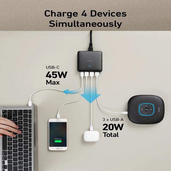 A2045 - Hub sạc 4 cổng Anker PowerPort Atom III Slim 65W PIQ 3.0 & GaN A2045 - 3