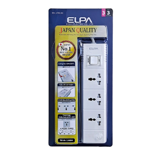 E-SLVNC33 - Ổ cắm 3 ổ điện 1 công tắc 3m ELPA ESL-VNC33 - 2