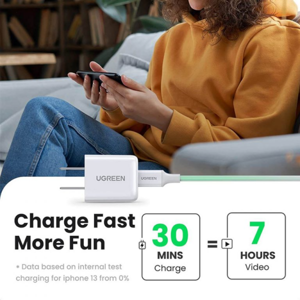 90902 - Cốc sạc nhanh Ugreen 20W Type-C PD GaN Fast Charger US - 6