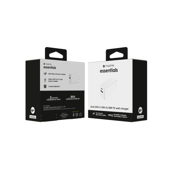 409912219 - Cốc sạc nhanh 2 cổng Mophie Essentials PD 30W 1A1C - 3
