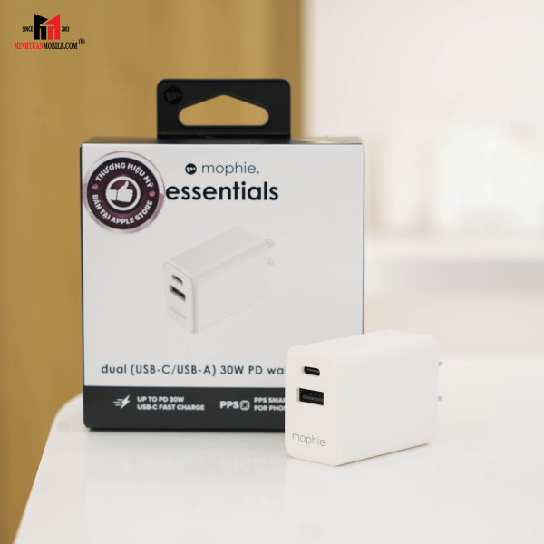 409912219 - Cốc sạc nhanh 2 cổng Mophie Essentials PD 30W 1A1C - 19