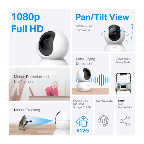 70208225 - Camera IP Wifi TP-Link Tapo C200 360 độ 1080P 2MP - 6