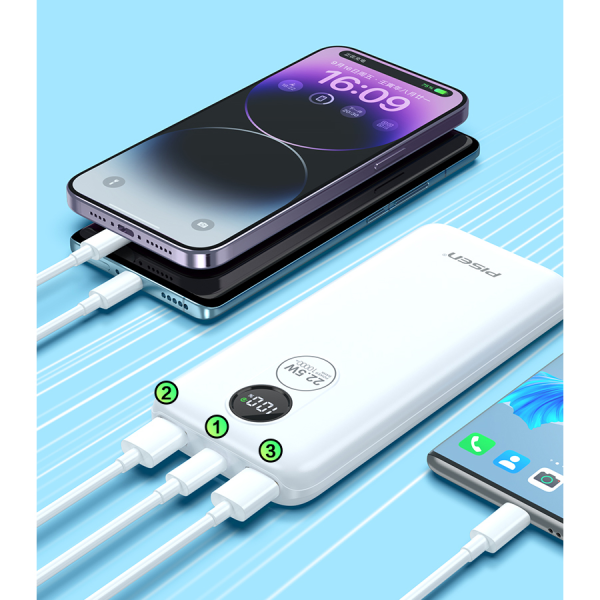 TPD079BK - Pin sạc dự phòng Pisen 10.000 mAh 22.5W Power Round - 8