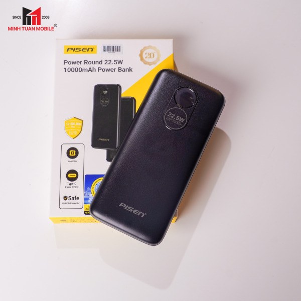 TPD079BK - Pin sạc dự phòng Pisen 10.000 mAh 22.5W Power Round - 14