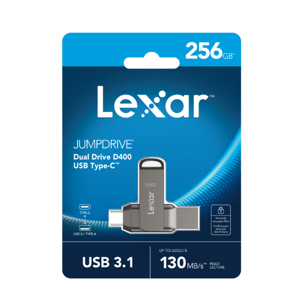 LJDD400256G-BNQNG - USB Lexar 256GB JumpDrive Dual Drive D400 USB 3.1 Type-C - 5