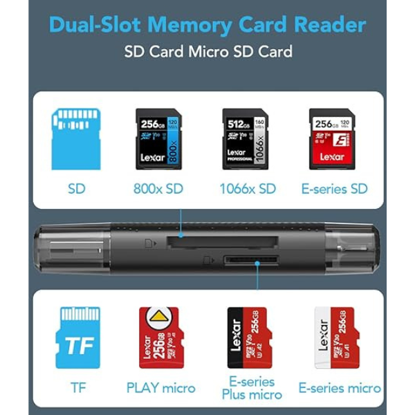 LRW310U-BNBNG - Đầu đọc thẻ nhớ Lexar Dual Slot MicroSD SD Card Reader - 13