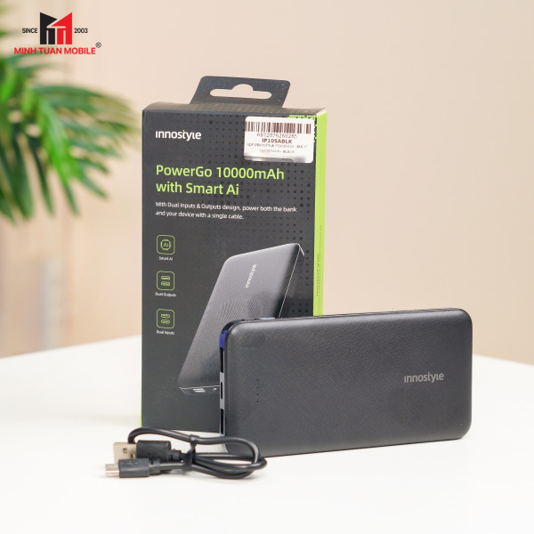 IP10SABLK - Pin sạc dự phòng Innostyle 10.000 mAh PowerGo Smart Ai - 13