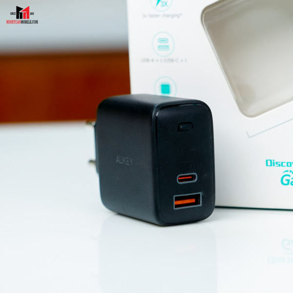 PAB3BK - Cốc sạc Aukey 2 cổng 65W GaN PA-B3 (chấu tròn) - 5