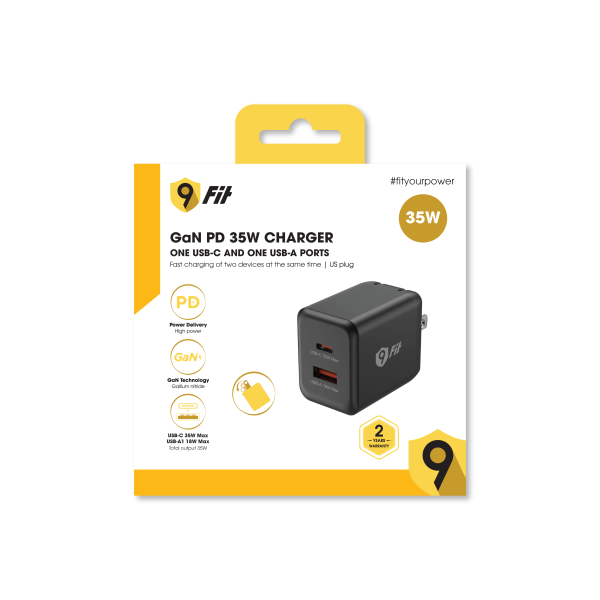9FAC001B - Cốc sạc nhanh 2 cổng 9Fit 35W PD 1A1C GaN - 12