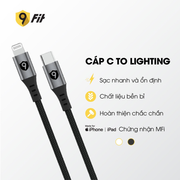 9FCA002B - Cáp Type-C to Lightning 9Fit MFi 1M - 3