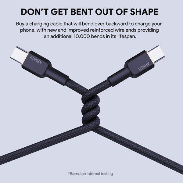 CB-NCC1-BLK - Cáp Type-C to Type-C Aukey 60W Bọc Dù 1M - 10