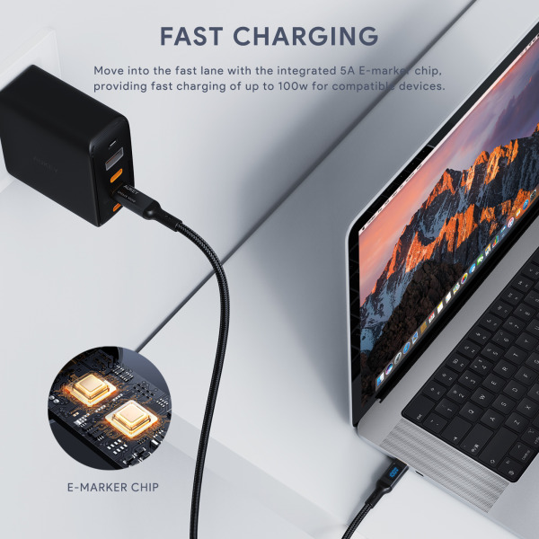 CB-MCC102-BLK - Cáp Type-C to Type-C Aukey 100W Bọc Dù 1.8M - 4