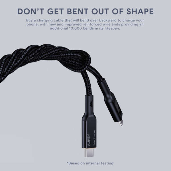 CB-MCC102-BLK - Cáp Type-C to Type-C Aukey 100W Bọc Dù 1.8M - 7