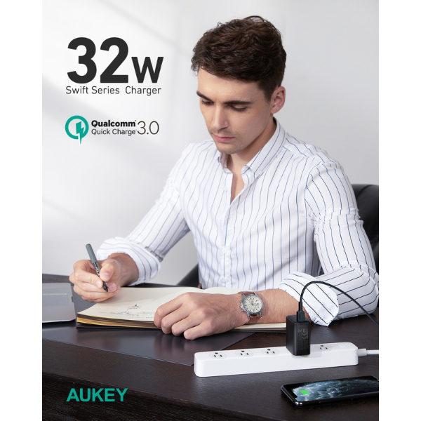 PA-F3S - Cốc sạc nhanh 2 cổng Aukey PD32W PA-F3S - 6