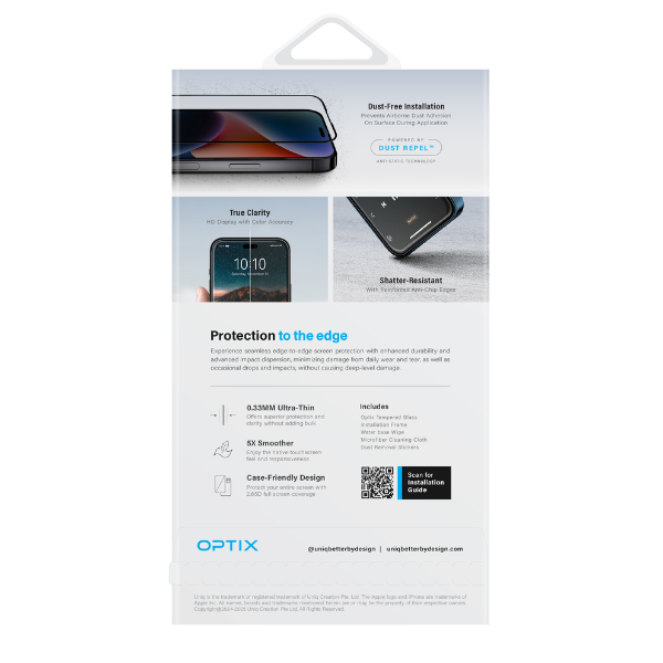 UNIQ-IP6.1(2024)-VIVIDCLEAR - Cường lực iPhone 16 15 UNIQ Optix Vivid Clear - 4