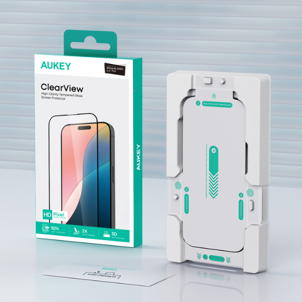 SP-HT20B - Cường lực iPhone 16 Plus 15 Plus Aukey ClearView SP-HT20B - 2