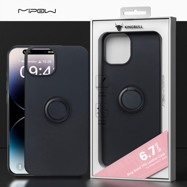 MC15B04-DB - Ốp lưng iPhone 15 Pro Max Mipow Ring Stand TPU Leather - 9
