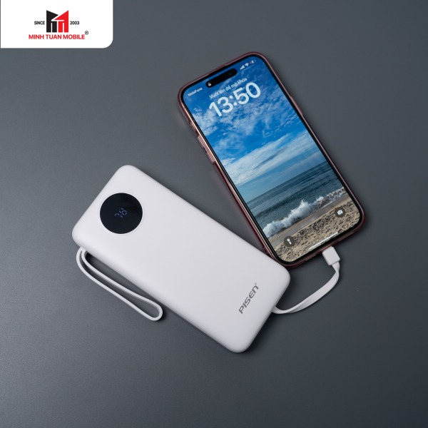 TP-D099 - Pin sạc dự phòng Pisen 10.000 mAh 22.5W Quick PowerLink Round - 12