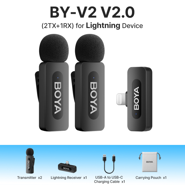 BY-V2 V2.0 - Micro không dây Boya kết nối qua cổng Lightning (Dual) BY-V2 - 2