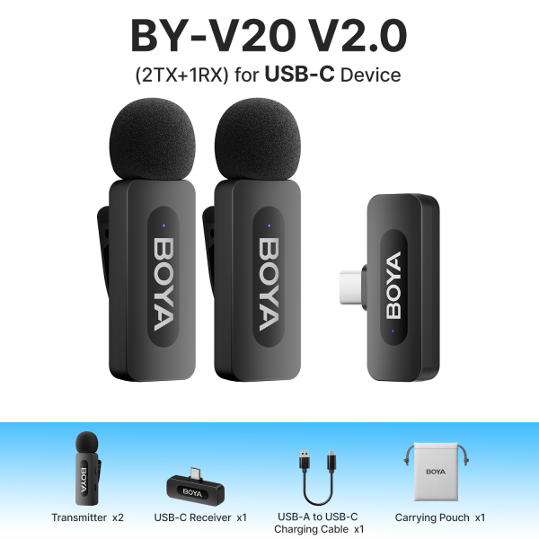 BY-V20 V2.0 - Micro không dây Boya kết nối qua cổng Type-C (Dual) BY-V20 - 2