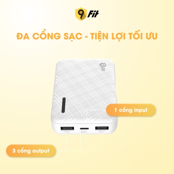 9PL10K03B - Pin sạc dự phòng 9Fit Lite 10.000 mAh 3.7V Li-Polymer - 9