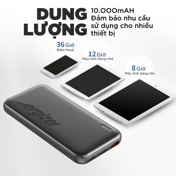 UE10055PQBK - Pin sạc dự phòng Energizer 10.000 mAh 3.7V Li-Polymer UE10055PQ - 10