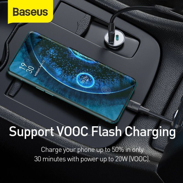 SACOTO30W - Tẩu sạc Oto 2 cổng Baseus Circular Metal USB-A + Type-C 30W PPS - 6