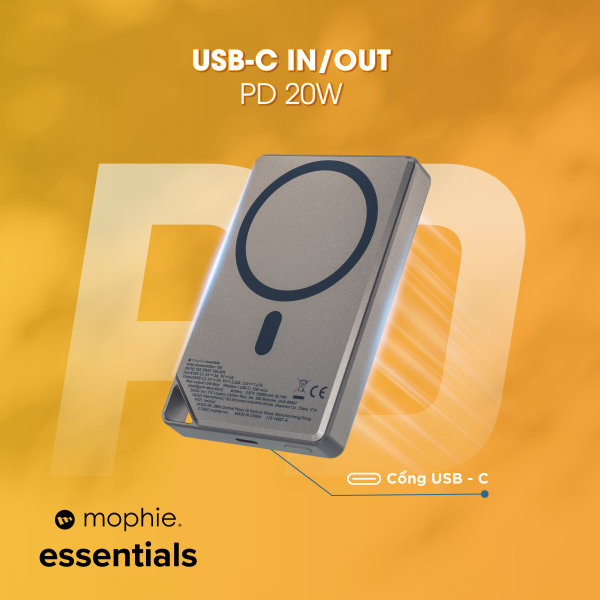401116530 - Pin sạc dự phòng Mophie Essentials Snap+ 10.000 mAh Metallic - 9