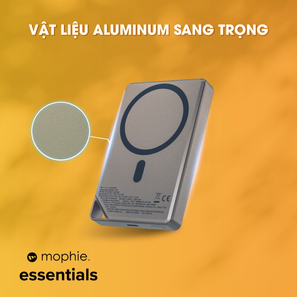 401116530 - Pin sạc dự phòng Mophie Essentials Snap+ 10.000 mAh Metallic - 10