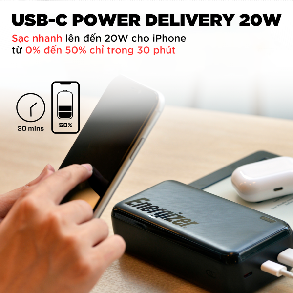 UE20055PQBK - Pin sạc dự phòng Energizer 20.000 mAh 3.7V Li-Polymer UE20055PQ - 7