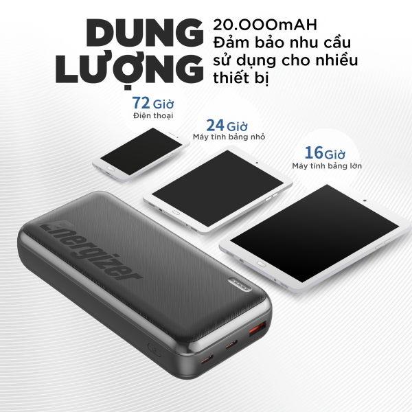 UE20055PQBK - Pin sạc dự phòng Energizer 20.000 mAh 3.7V Li-Polymer UE20055PQ - 8
