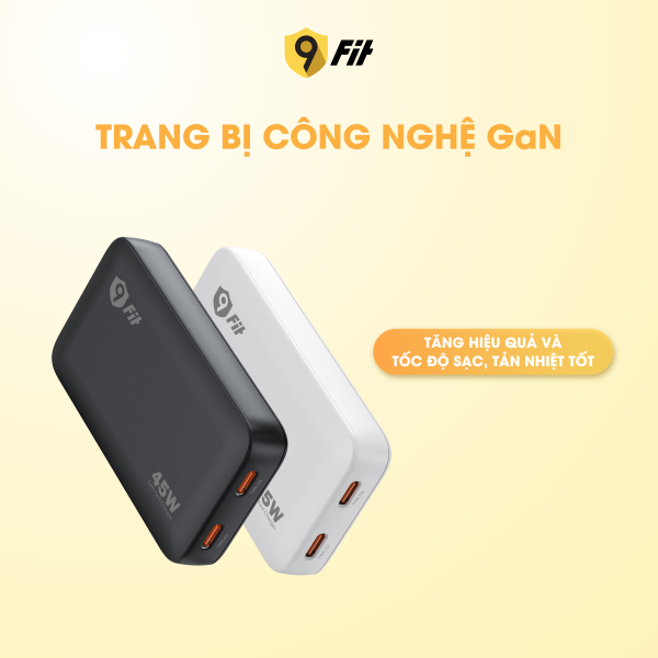 9A452C06B - Cốc sạc nhanh 2 cổng 9Fit 45W PD 2C GaN - 9