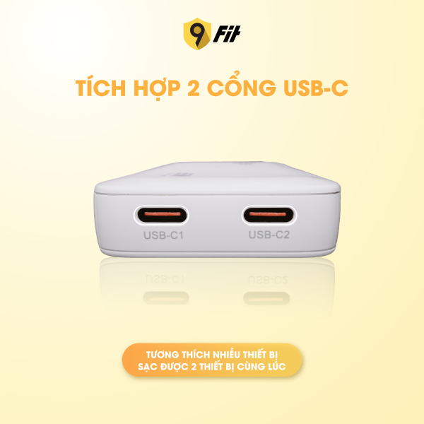 9A452C06B - Cốc sạc nhanh 2 cổng 9Fit 45W PD 2C GaN - 10