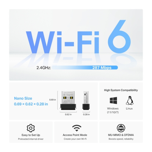 TL-TX1UNANO - Đầu chuyển đổi USB Wifi 6 TP-Link Archer TX1U Nano AX300 - 4