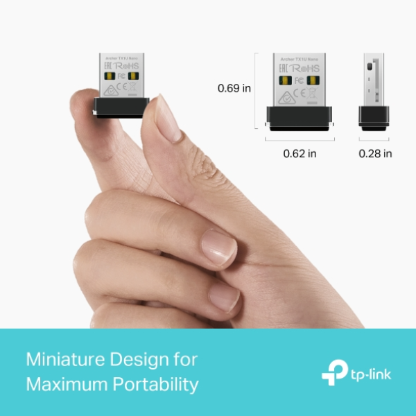 TL-TX1UNANO - Đầu chuyển đổi USB Wifi 6 TP-Link Archer TX1U Nano AX300 - 6