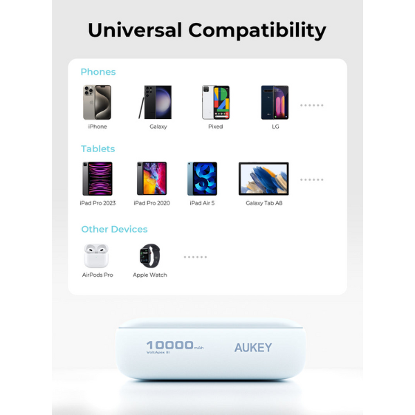 PB-Y55-SIL - Pin dự phòng sạc nhanh Aukey 10.000 mAh 22.5W Spark Mini - 8