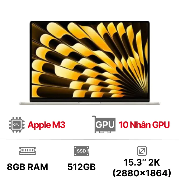 MACBOOK AIR 15INCH M3 2024 70W - MacBook Air M3 15 inch 10GPU 8CPU 8GB 512GB - Chính hãng VN (Sạc 70W)