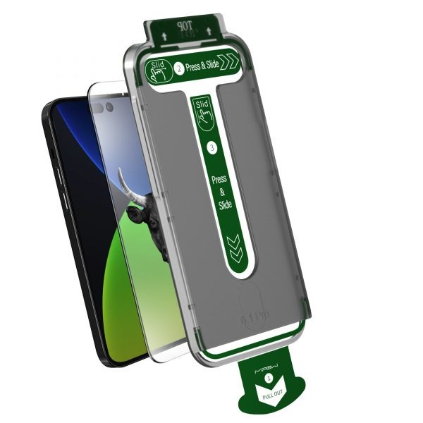 Bộ dán + Tool hỗ trợ dán cường lực iPhone 14 Plus 13 Pro Max Mipow Kingbull Premium Silk HD (2.7D)
